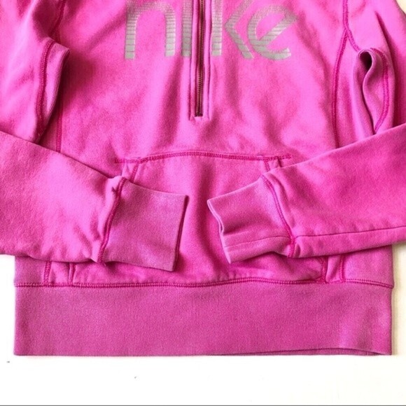 NIKE Y2K Hoodie Sweatshirt Barbiecore retro pink logo spell front half zip M - Picture 7 of 13